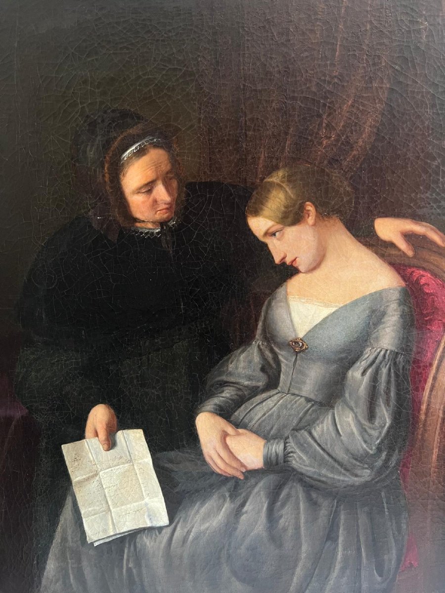 Painting, The Mother Discovers Her Daughter's Hidden Loves, Very Beautiful Painting Quality  -photo-3