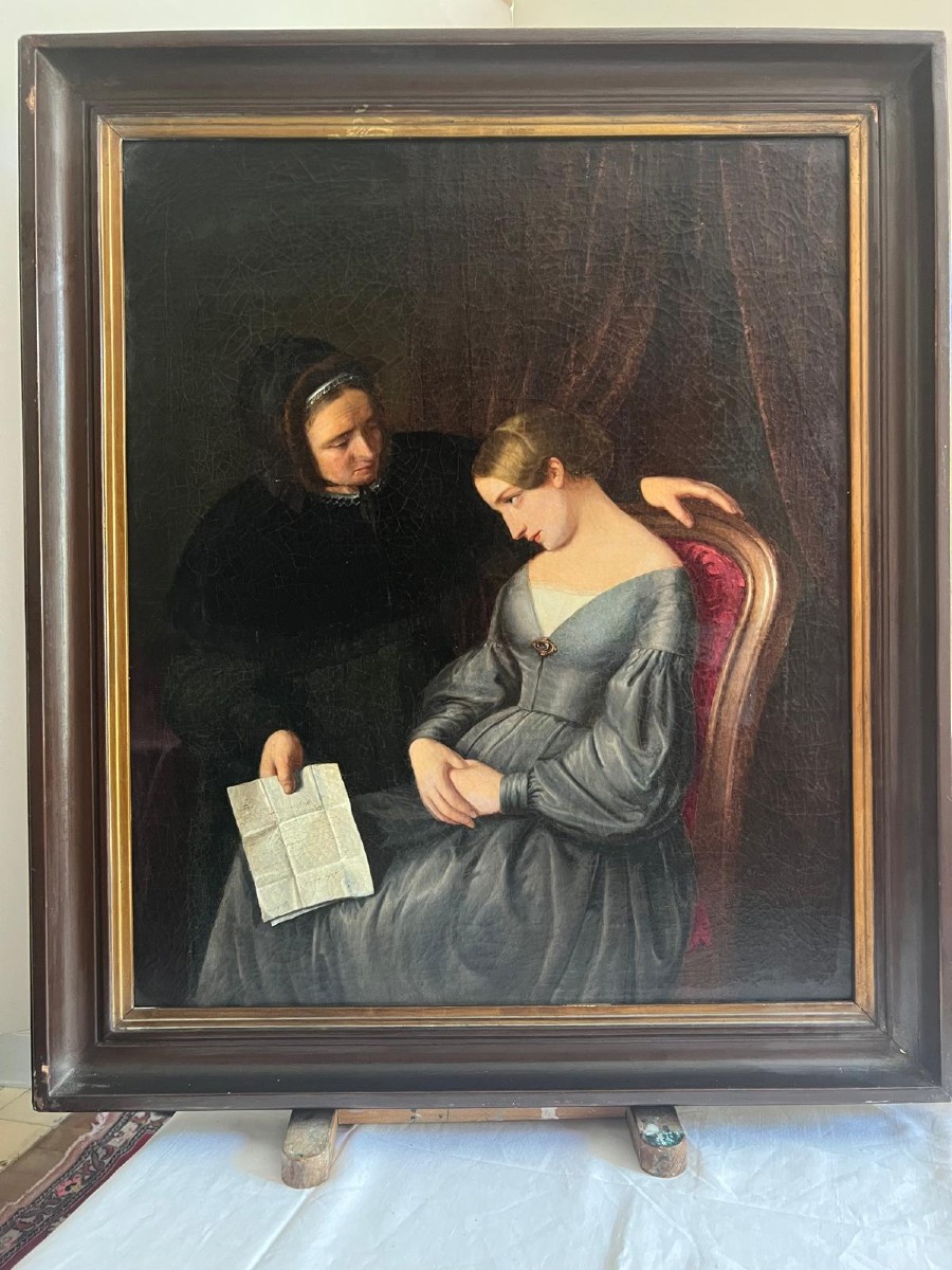 Painting, The Mother Discovers Her Daughter's Hidden Loves, Very Beautiful Painting Quality  