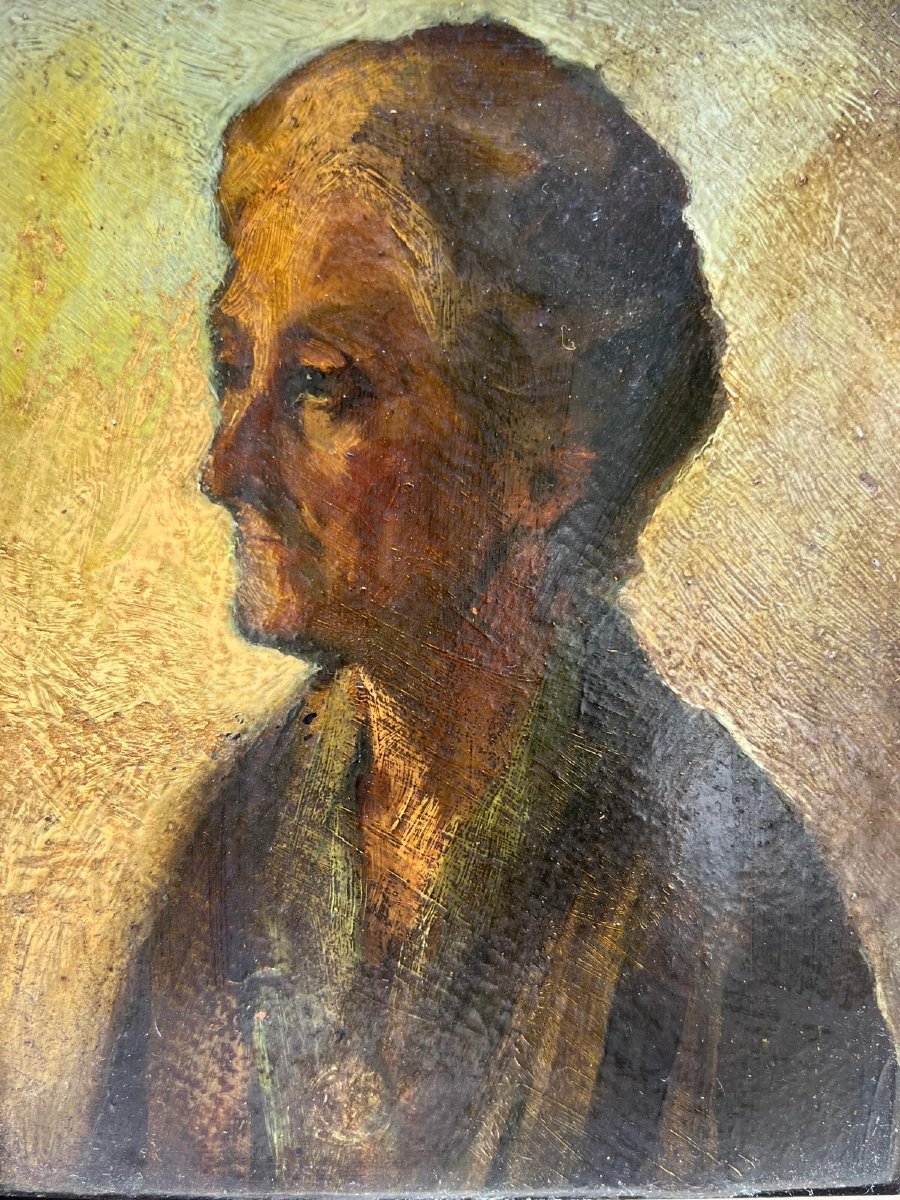 Painting Portrait Of A Woman, Signed On The Back. -photo-2