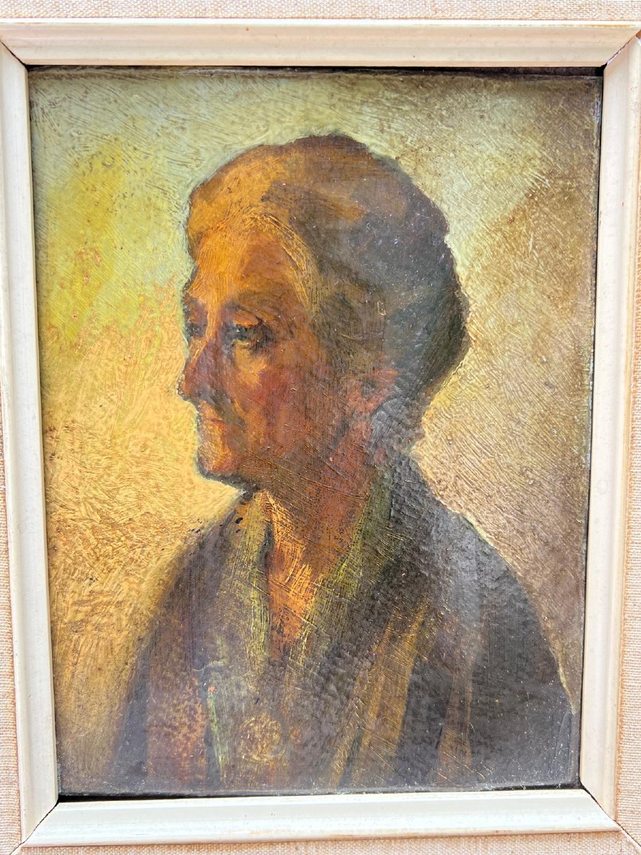 Painting Portrait Of A Woman, Signed On The Back. -photo-3