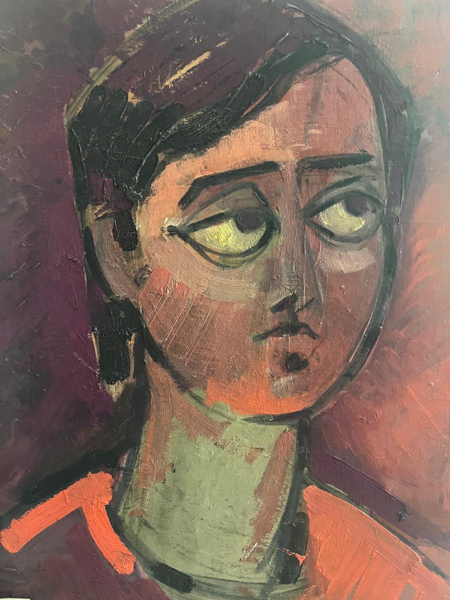 Tableau  Femme Nu, Signé Bd  Illisible, Peindre Au Verso  Un  Portrai, Huile Sur Toile. -photo-4