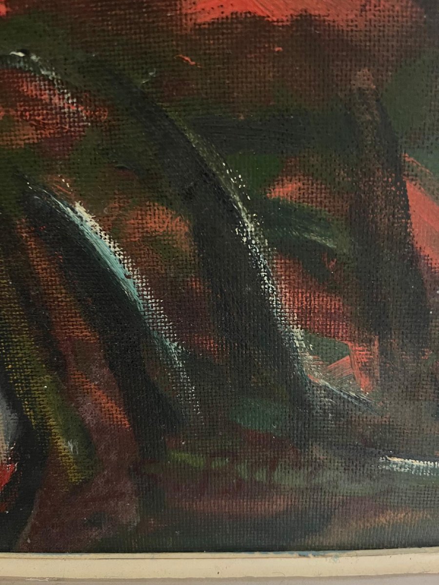 Tableau  Femme Nu, Signé Bd  Illisible, Peindre Au Verso  Un  Portrai, Huile Sur Toile. -photo-3