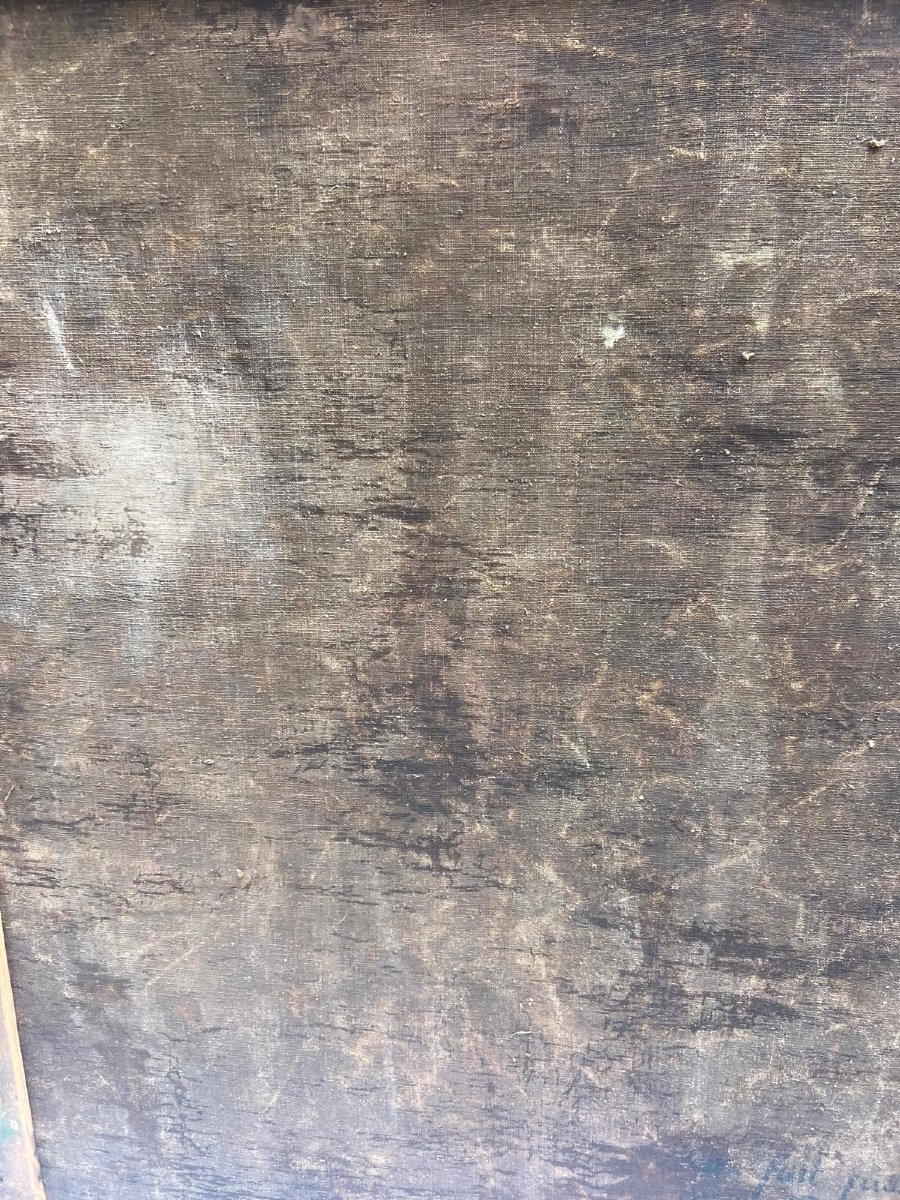 Tableau  Vierge Et Enfant, Huile Sur Toile  19ème. -photo-4