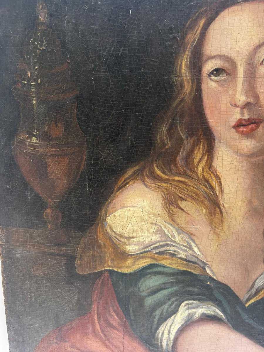 Mary Magdalene, Oil On Wood. -photo-4