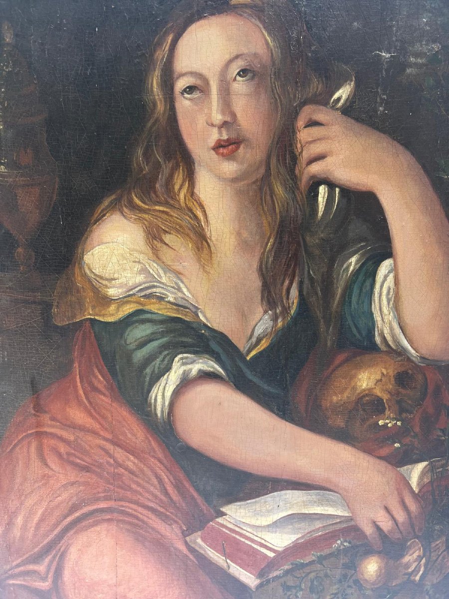 Mary Magdalene, Oil On Wood. -photo-1