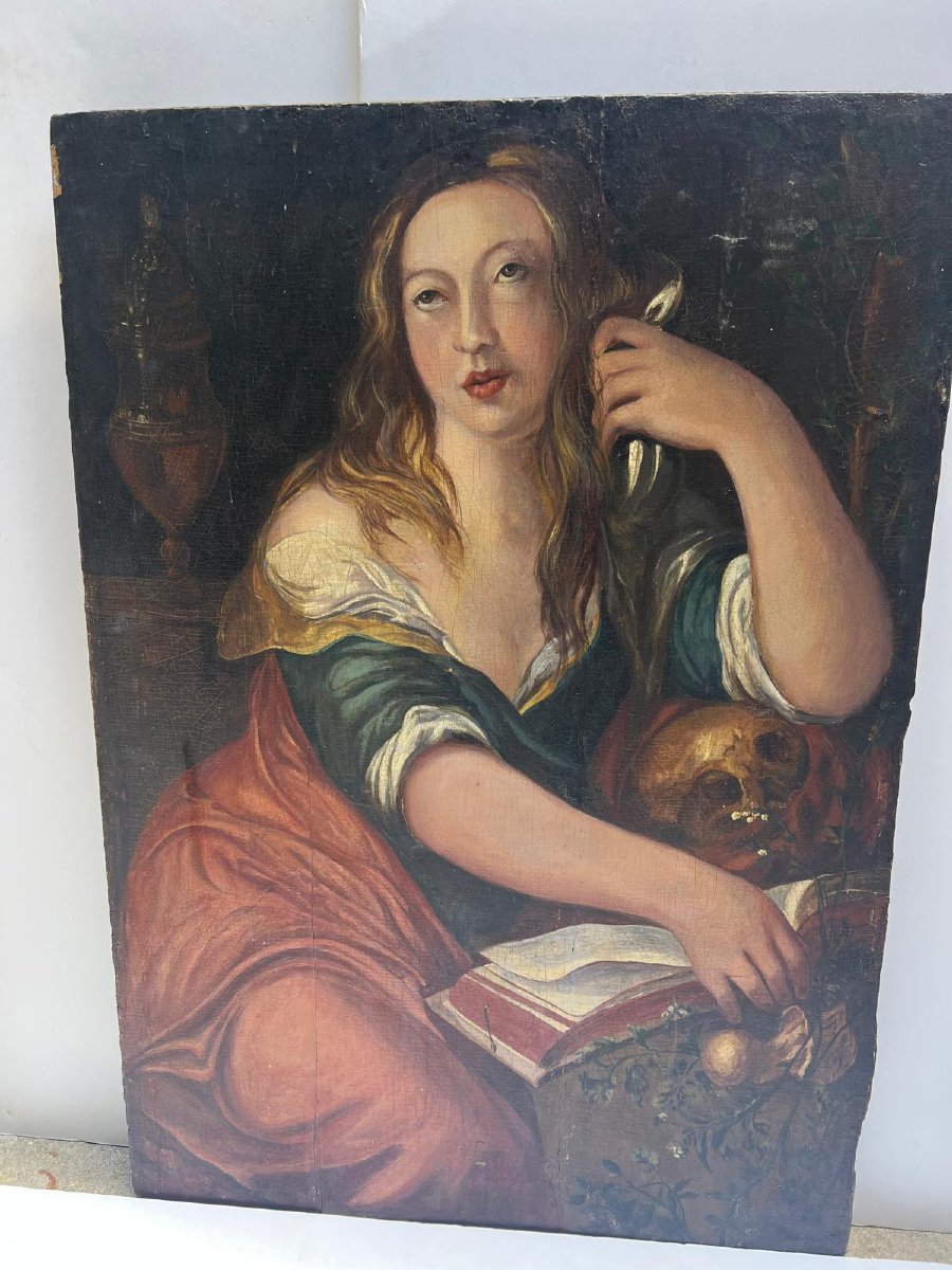 Mary Magdalene, Oil On Wood. -photo-2