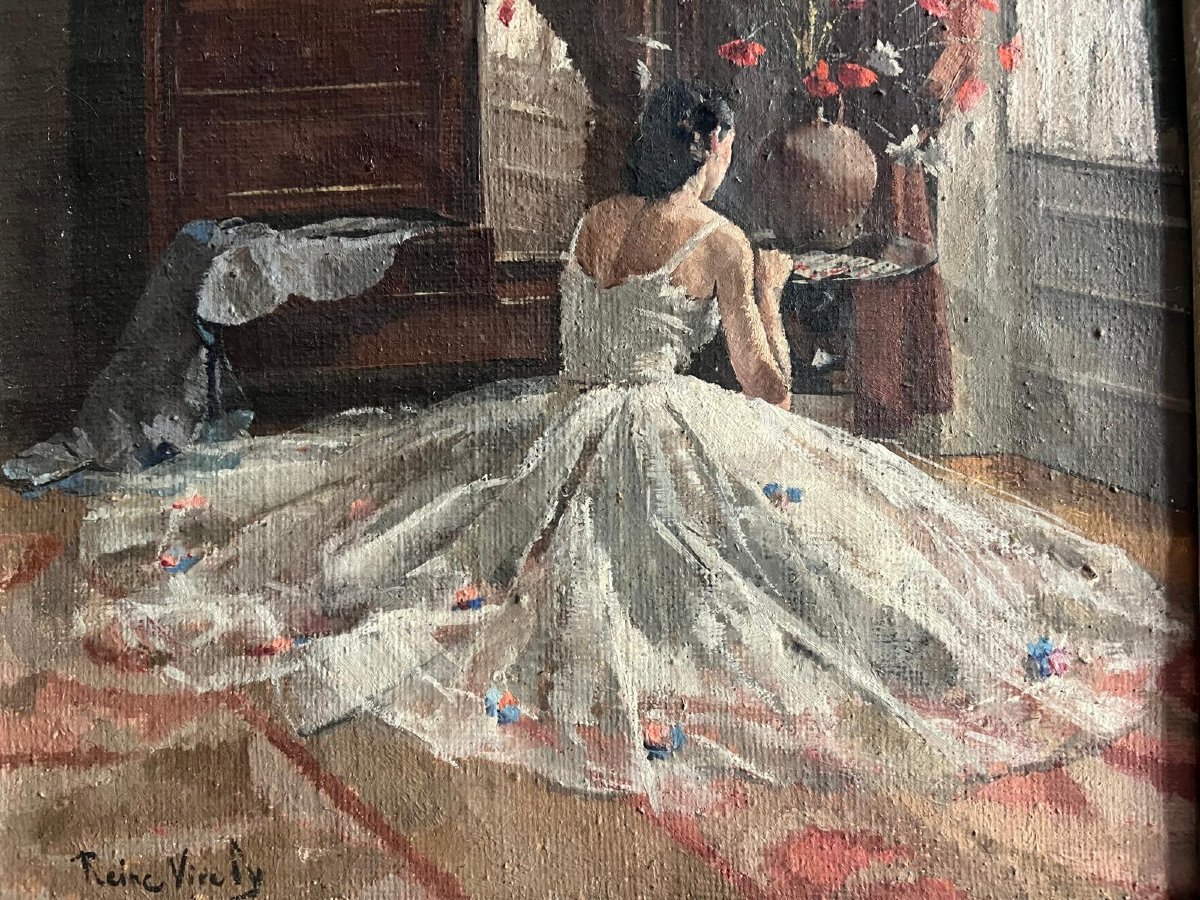 Tableau Ballerine  Tirant Les Cartes, Signé Reine Virely.-photo-1