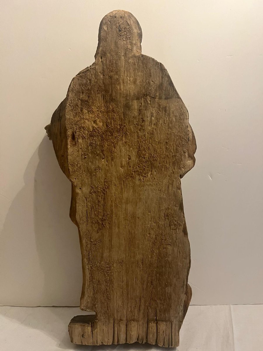 Sculpture Religieuse ancienne, en bois. -photo-4