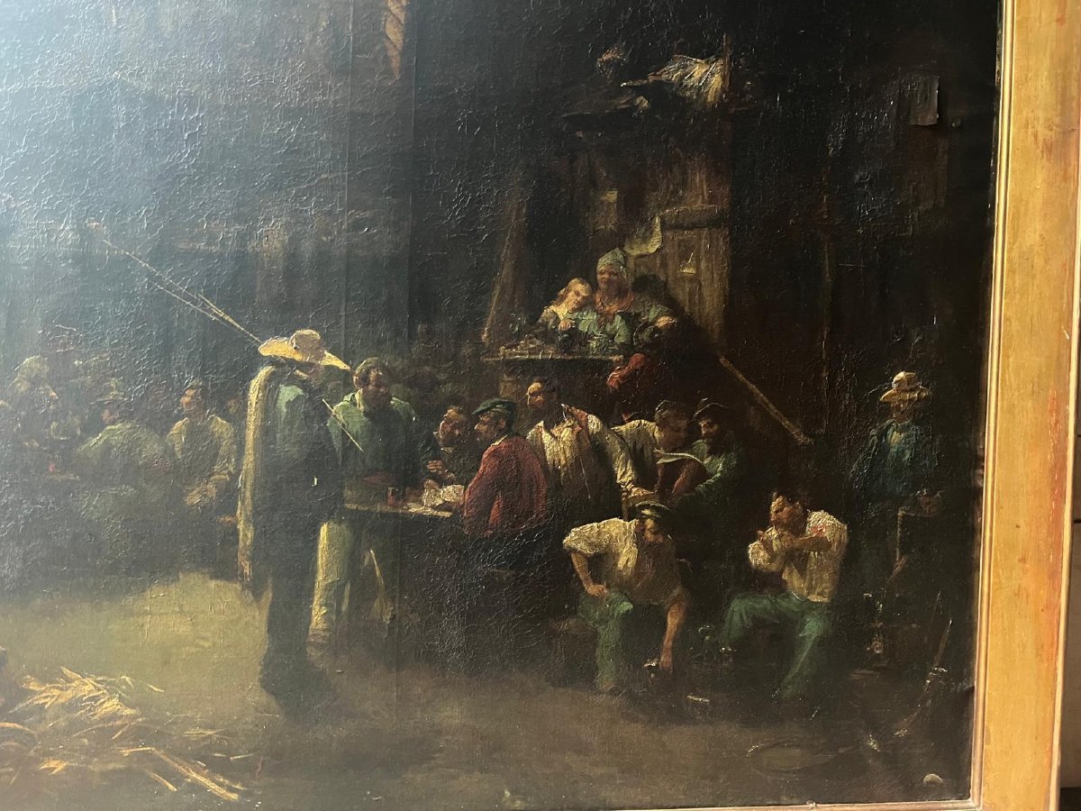 Tableau Taverne Afrique du Nord Signé Hippolyte Lazerges 1817-1887-photo-5