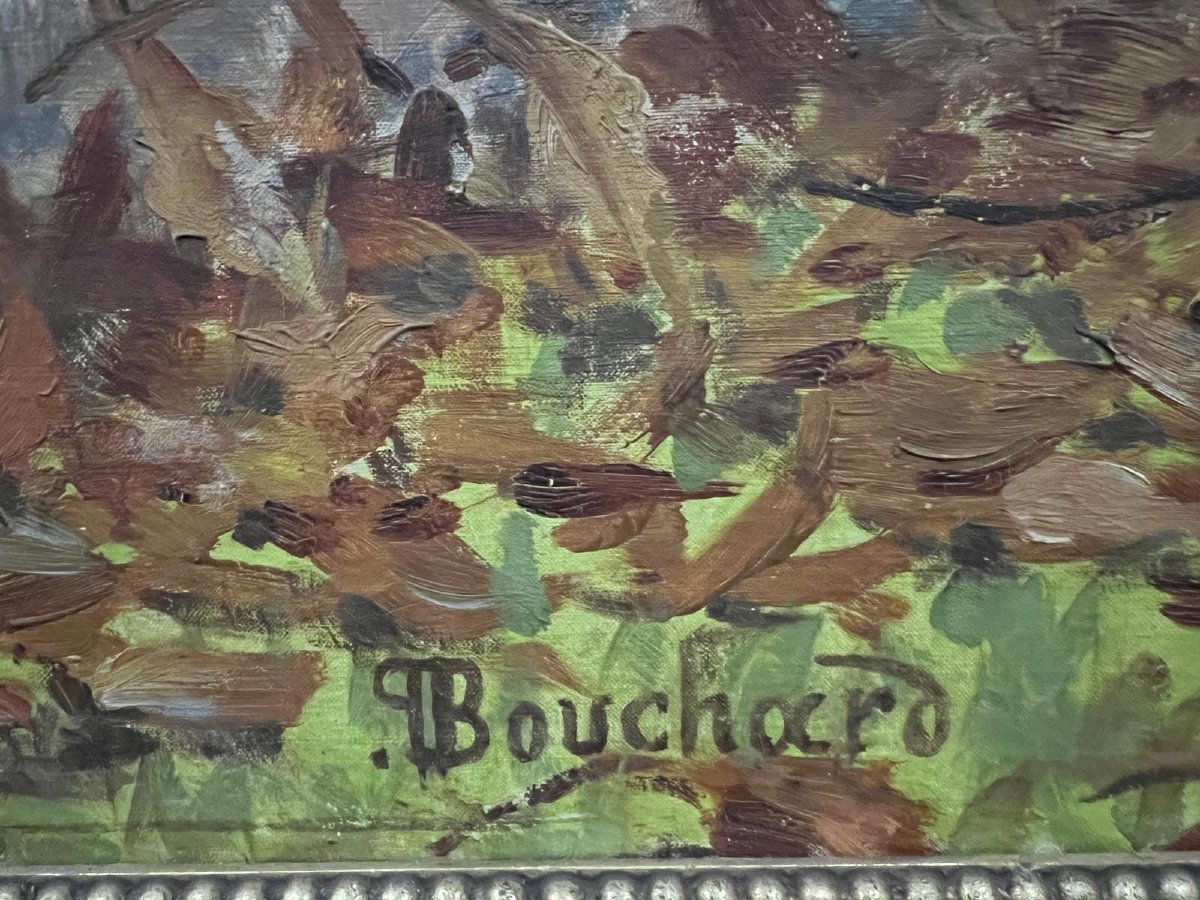 Tableau jardin de Versailles Signé Paul Louis Bouchard, 1853-1937, Huile sur toile,  XX ème. -photo-4