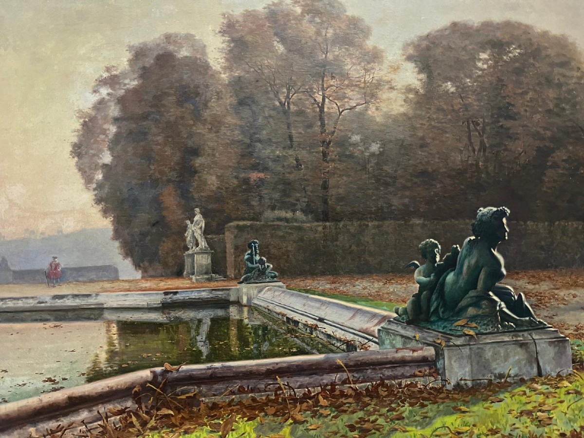 Tableau jardin de Versailles Signé Paul Louis Bouchard, 1853-1937, Huile sur toile,  XX ème. 