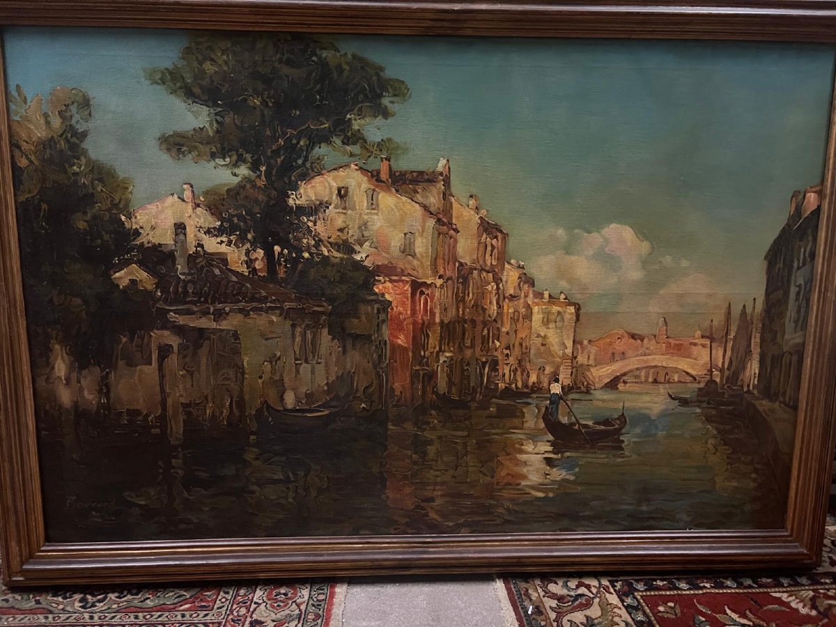 Tableau Vue de Venise, Signé  Antoine Bouvard, 1870-1955.Connu sur le Pseudo, Marc Aldine.-photo-1