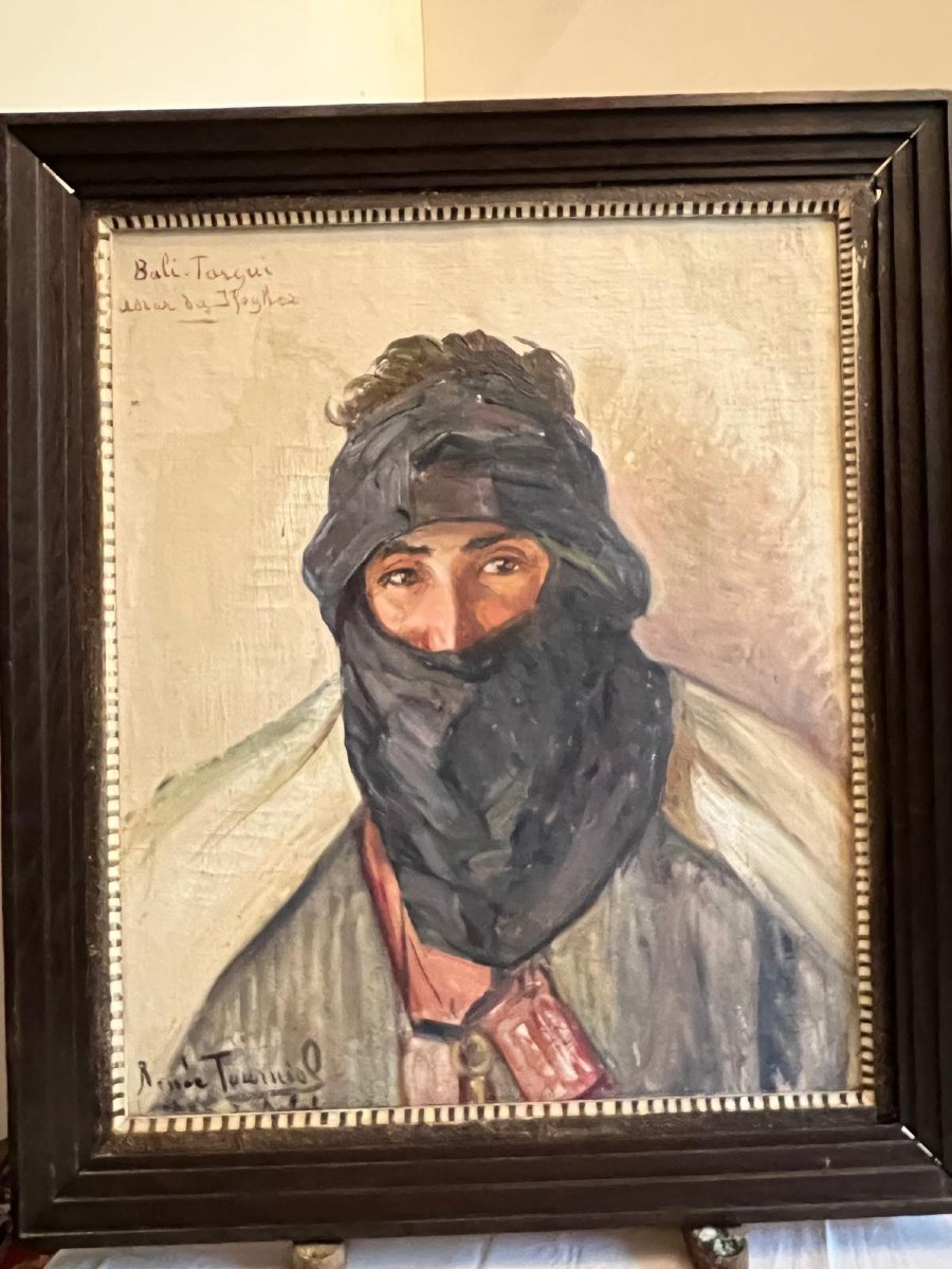 Tableau Portrait d'homme Oriental, Signé Tourniol Renée, Salah 1933.-photo-4