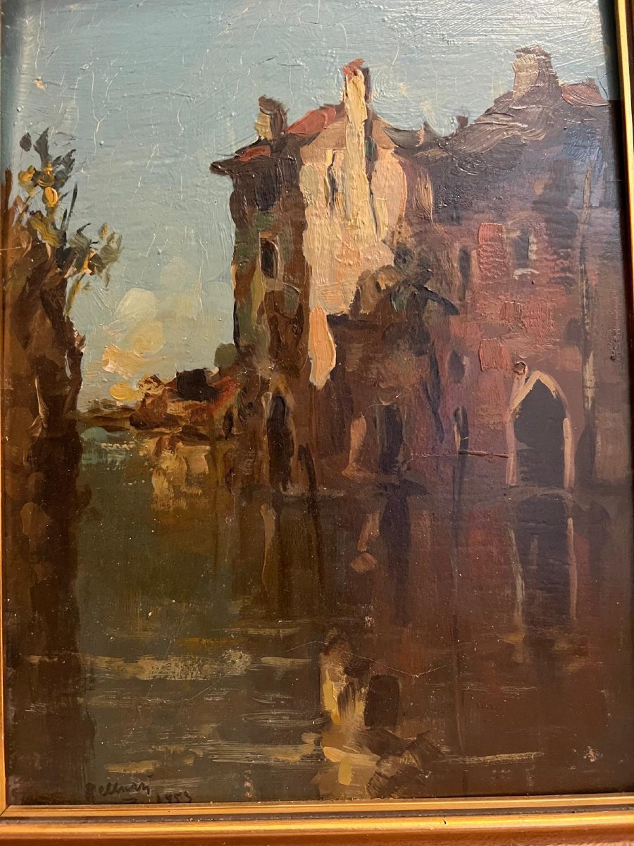 Two Paintings Pendant, Alley Signed Belluzzi. Oil On Cardboard. 48 X 33.5. And 40 X 30 Cm.-photo-3