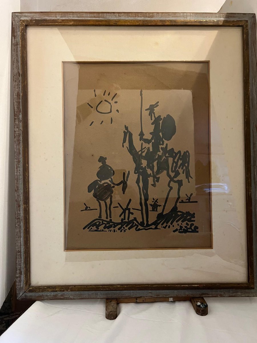 Old Engraving? Period Painting, Small Accident, Original Frame. -photo-2