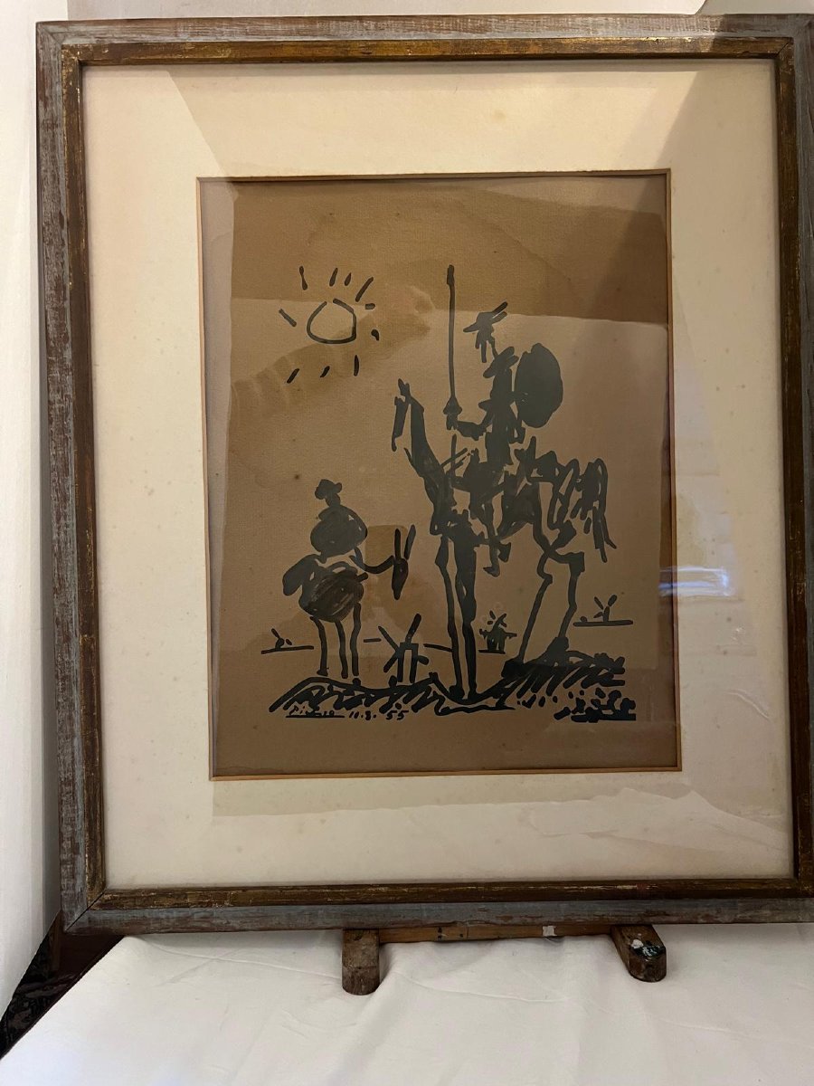 Old Engraving? Period Painting, Small Accident, Original Frame. -photo-3
