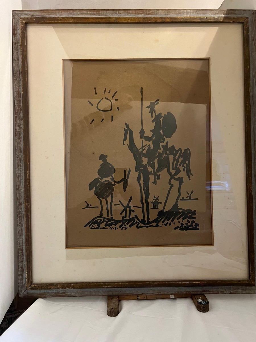 Old Engraving? Period Painting, Small Accident, Original Frame. 
