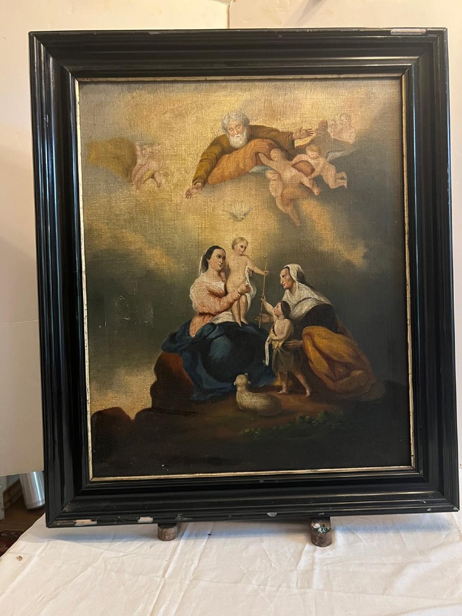 Religious Scene Painting Circa 1800.-photo-1