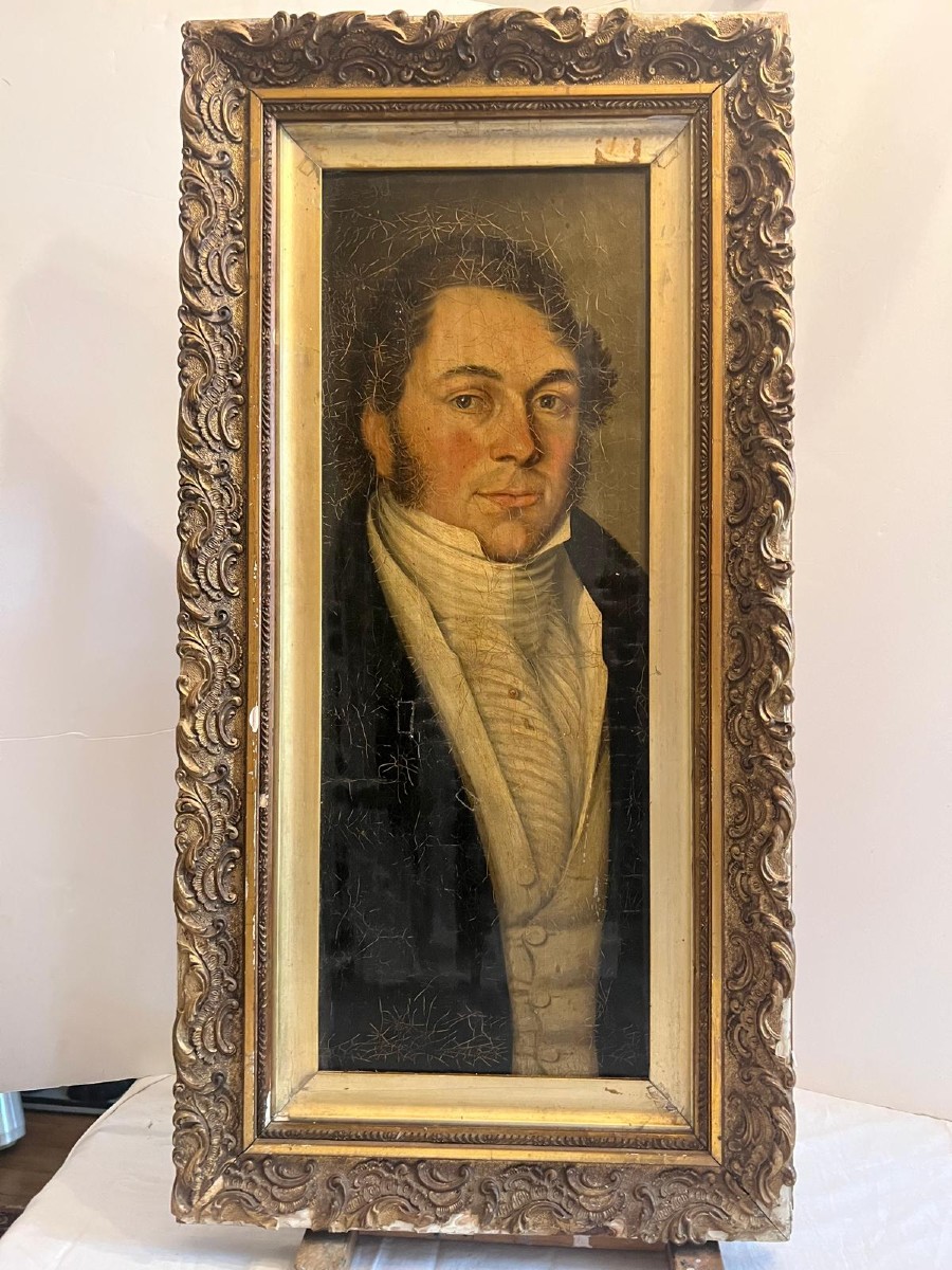 Tableau Portrai d'homme, Huile sur Panneau Maroufler. 