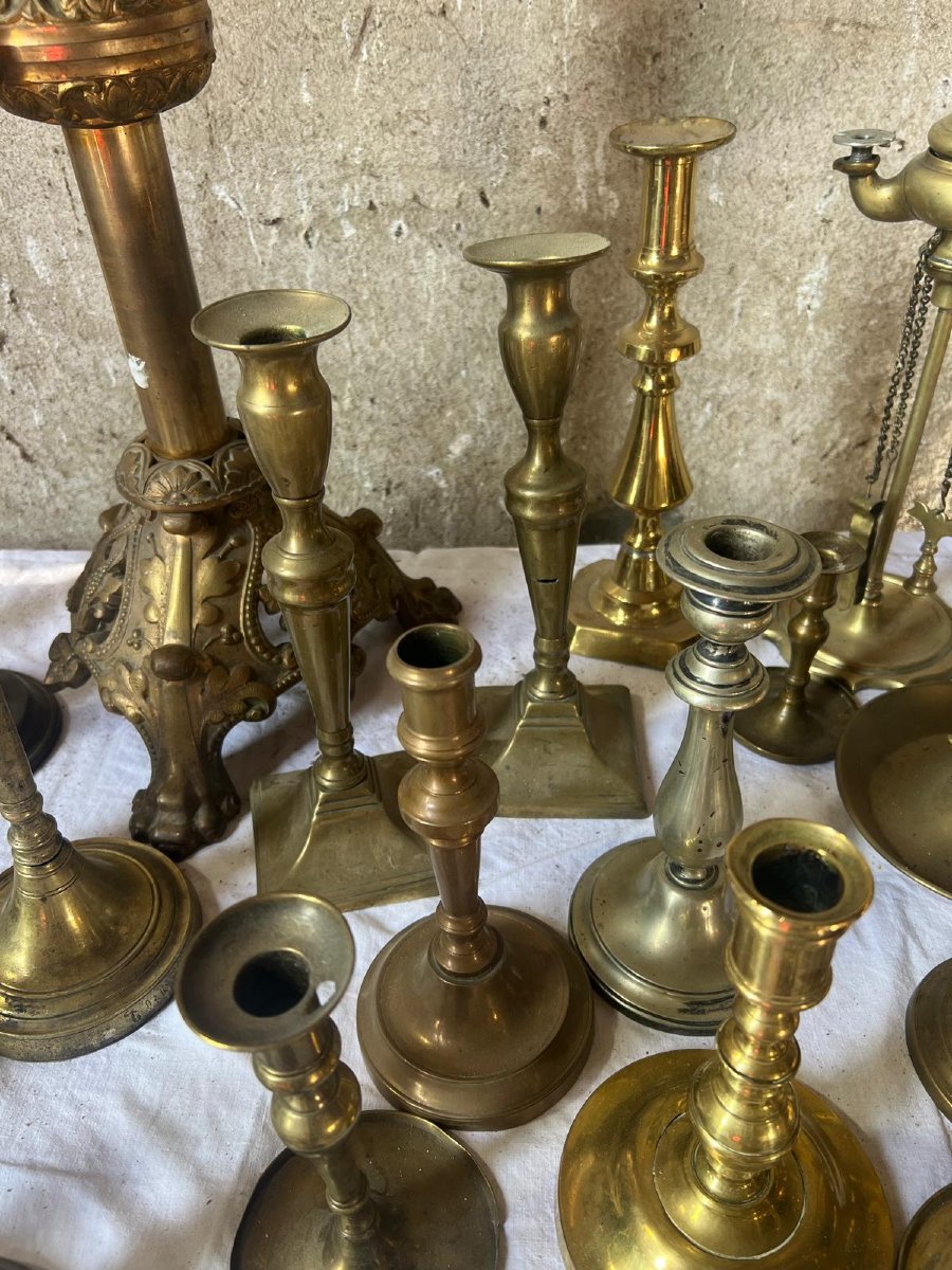 Candlesticks Complete Set 19th And 18th Century.-photo-3