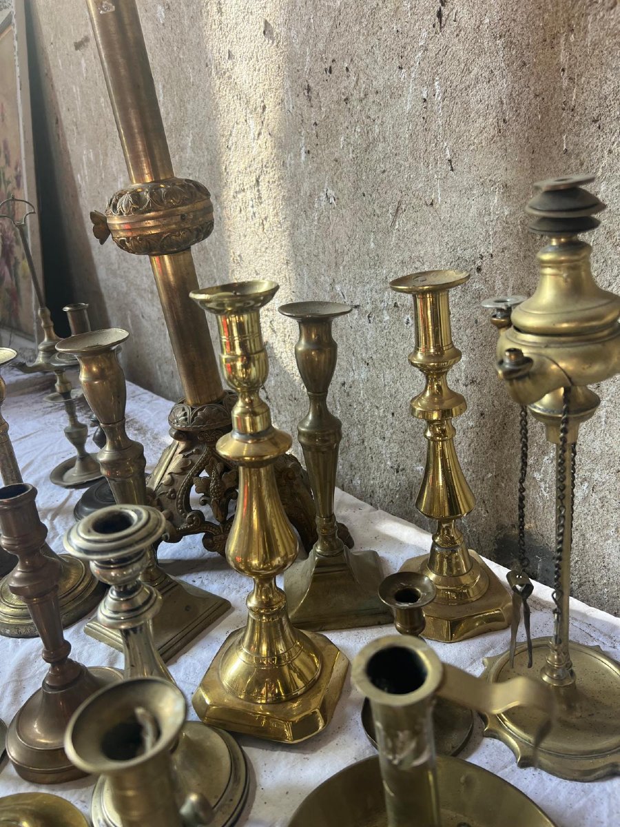 Candlesticks Complete Set 19th And 18th Century.-photo-7