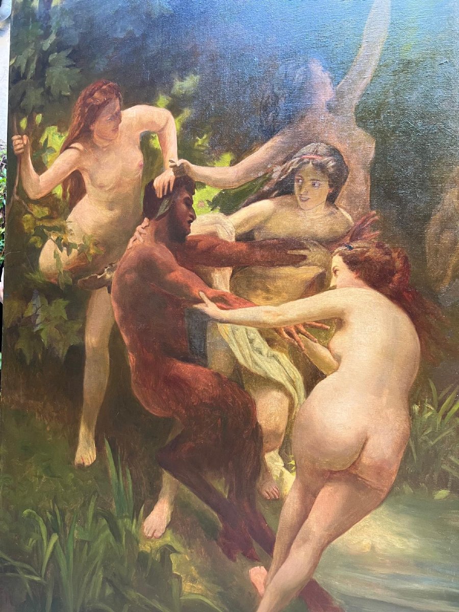 Tableau  Nymphes et un Satyre.-photo-3