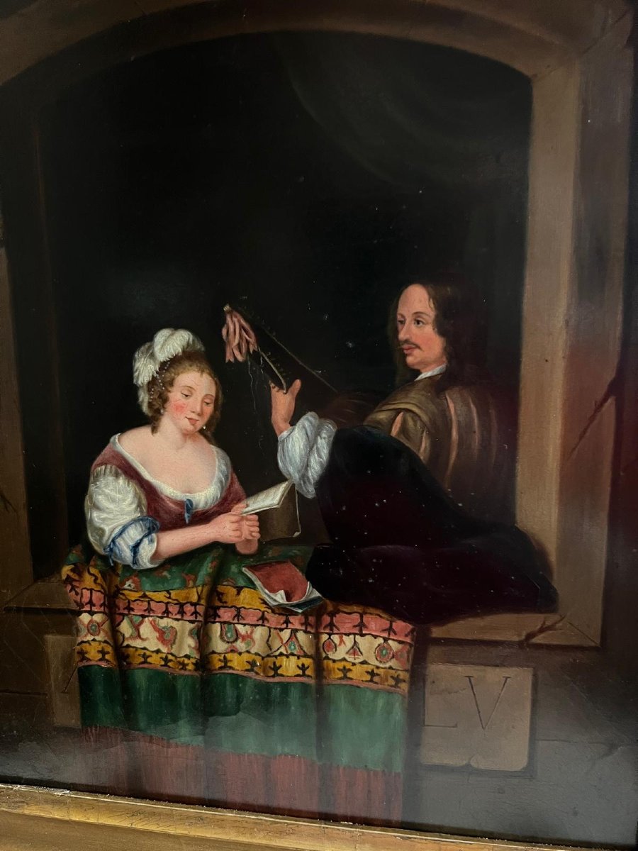 Painting Lute Player And Woman Reading At The Window -photo-2