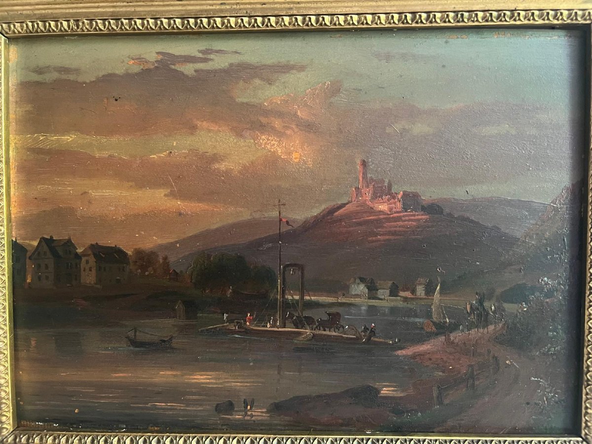 Painting Signed Georg Maria Erkert 1828-1903 Landscape Located On The Neckar-photo-2