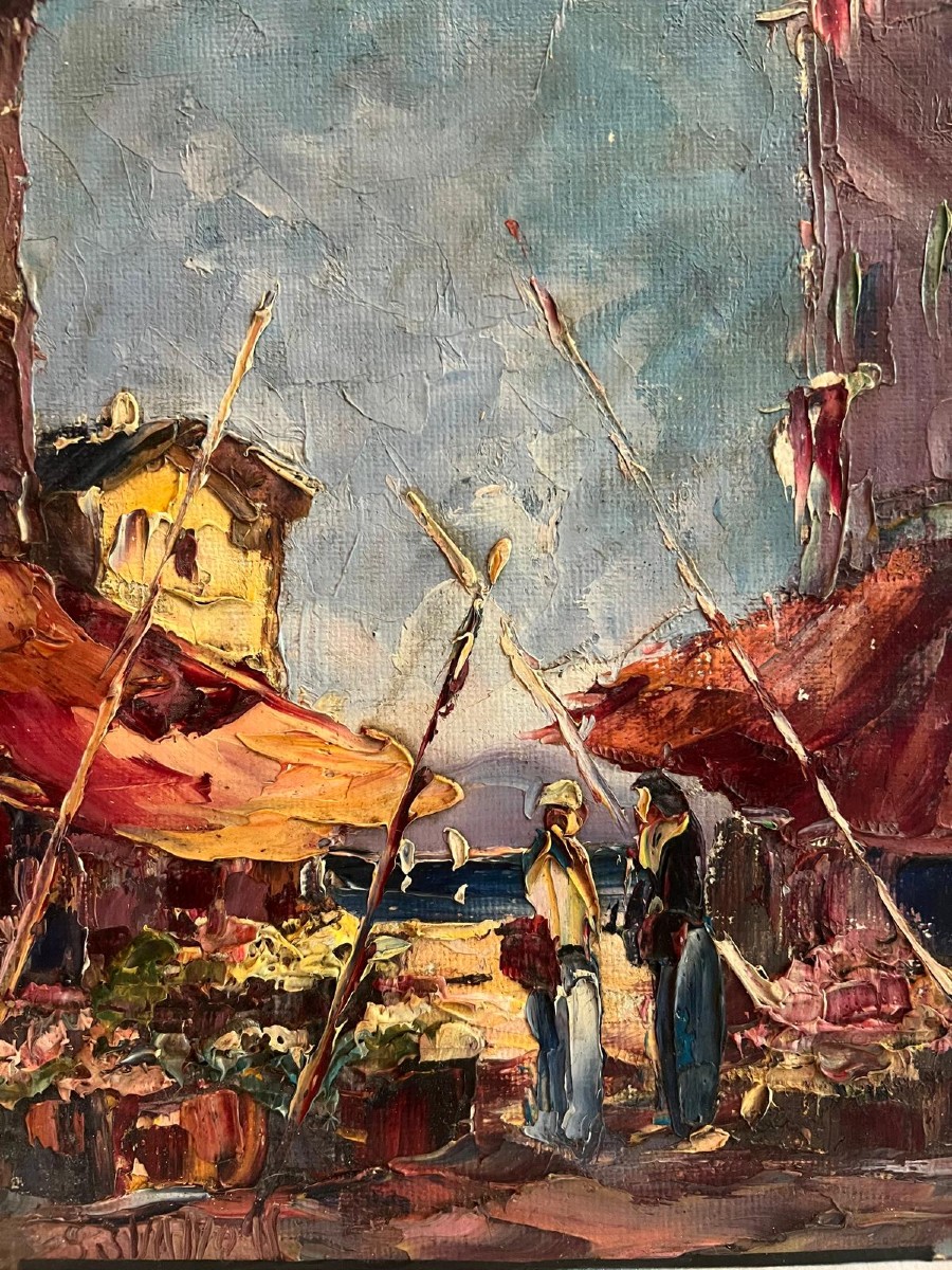 Tableau  Kiosques dans le Sud  Signé illisible 