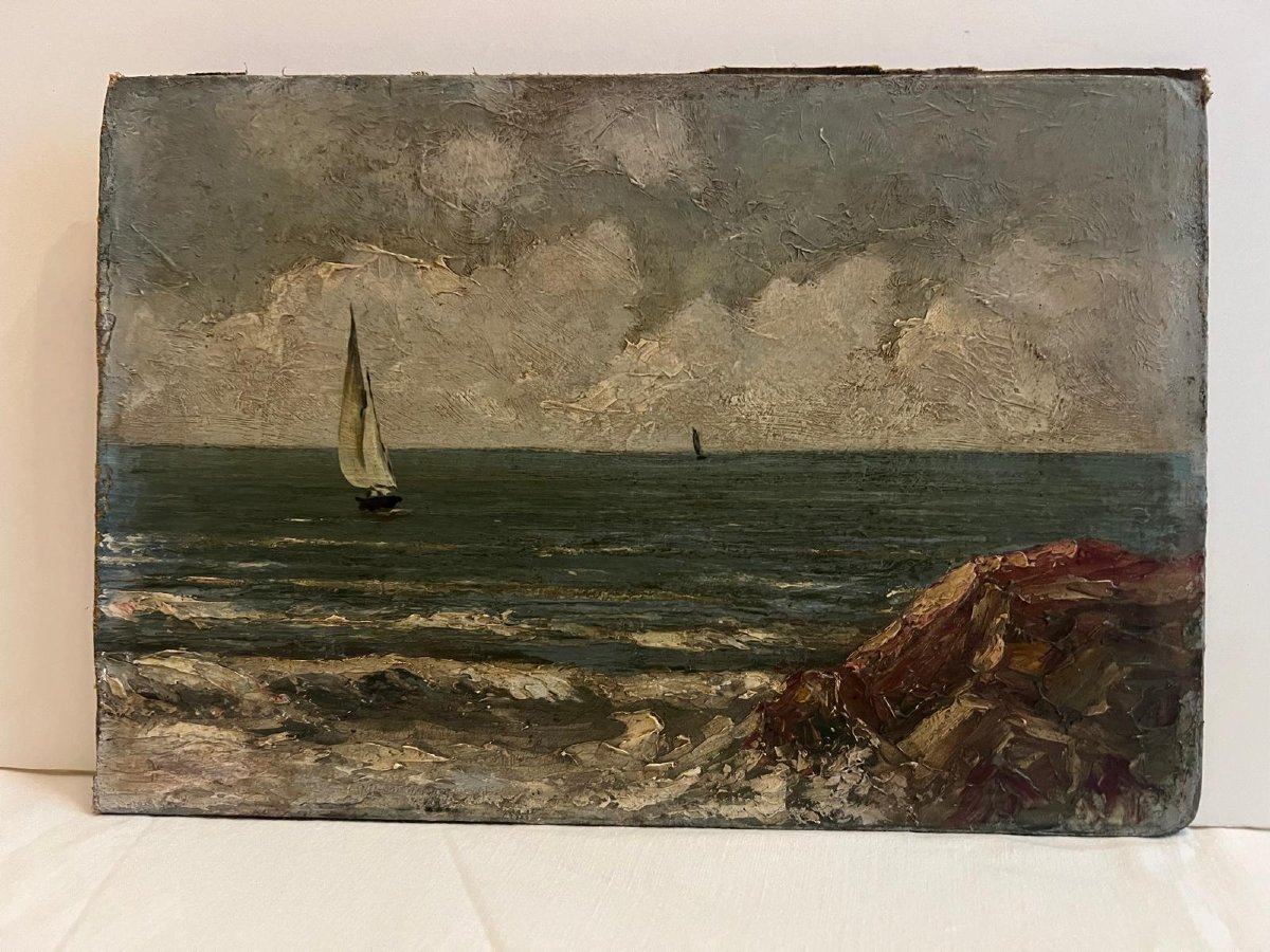 Tableau Marine  huile sur carton -photo-2