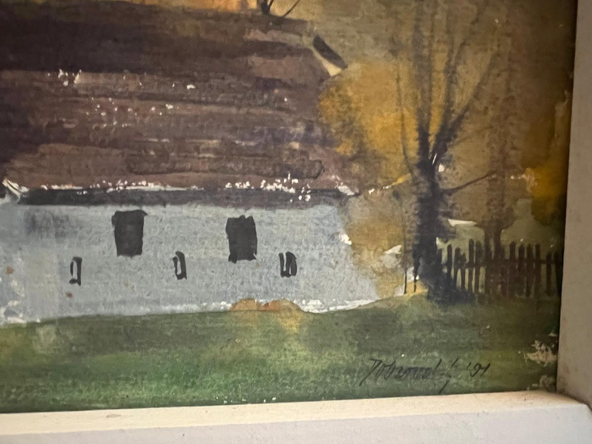 Tableau Aquarelle  Signé Josef  Dobrovolny  -  Pologne -photo-3