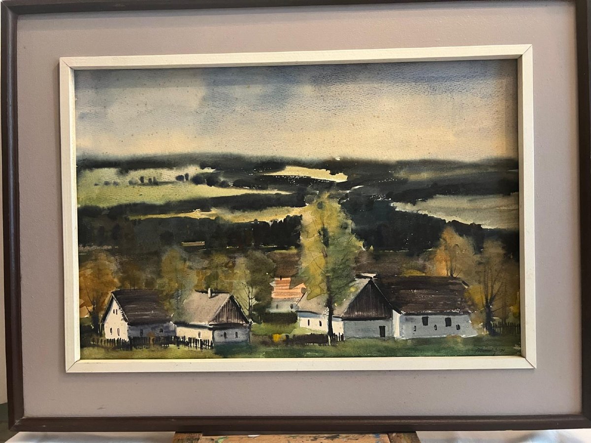Tableau Aquarelle  Signé Josef  Dobrovolny  -  Pologne -photo-4