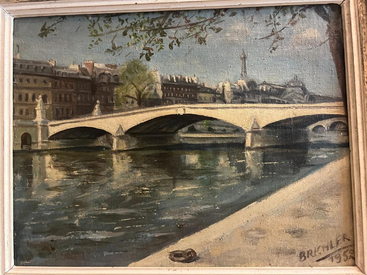 Tableau vue de Paris Signé BRICHLER 1952.-photo-1