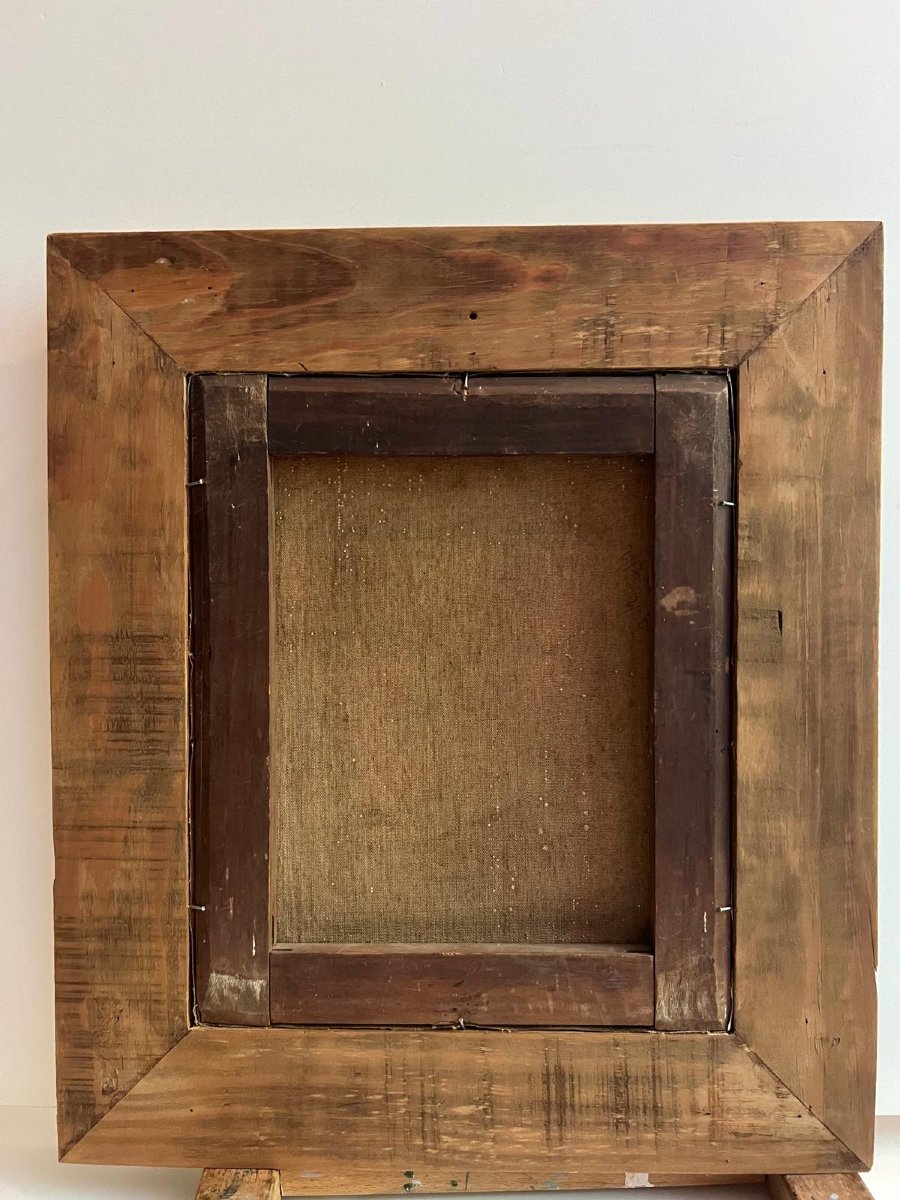 Orientalist Painting Signed Illegible Frame Sculpted Wood.-photo-4