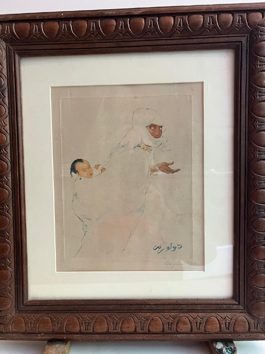 2 Tableaux  Orientaliste Signé Margueritte Delormé  1876-1946, Eau  Forte sur Papier. -photo-4