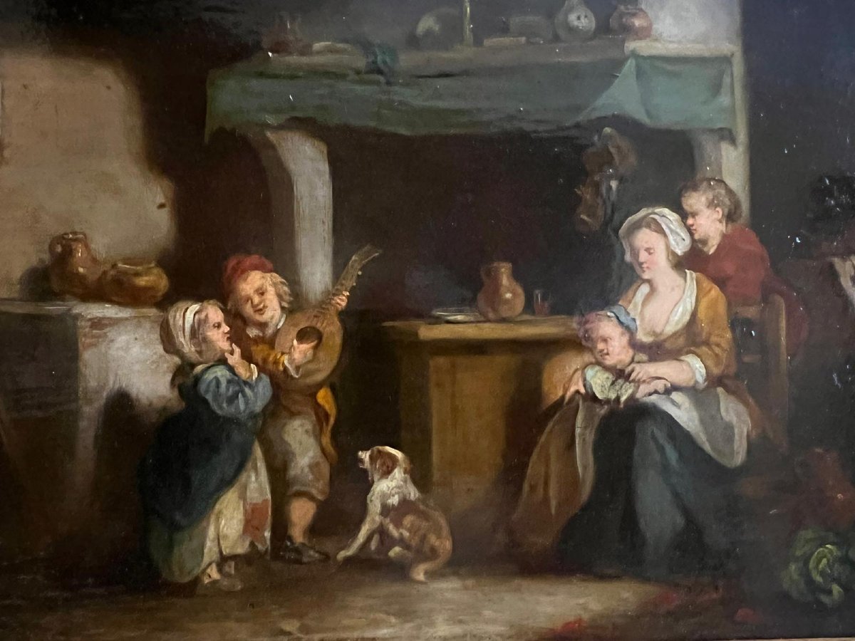 Tableau Scène de genre très beau cadre feuille d'or -photo-3