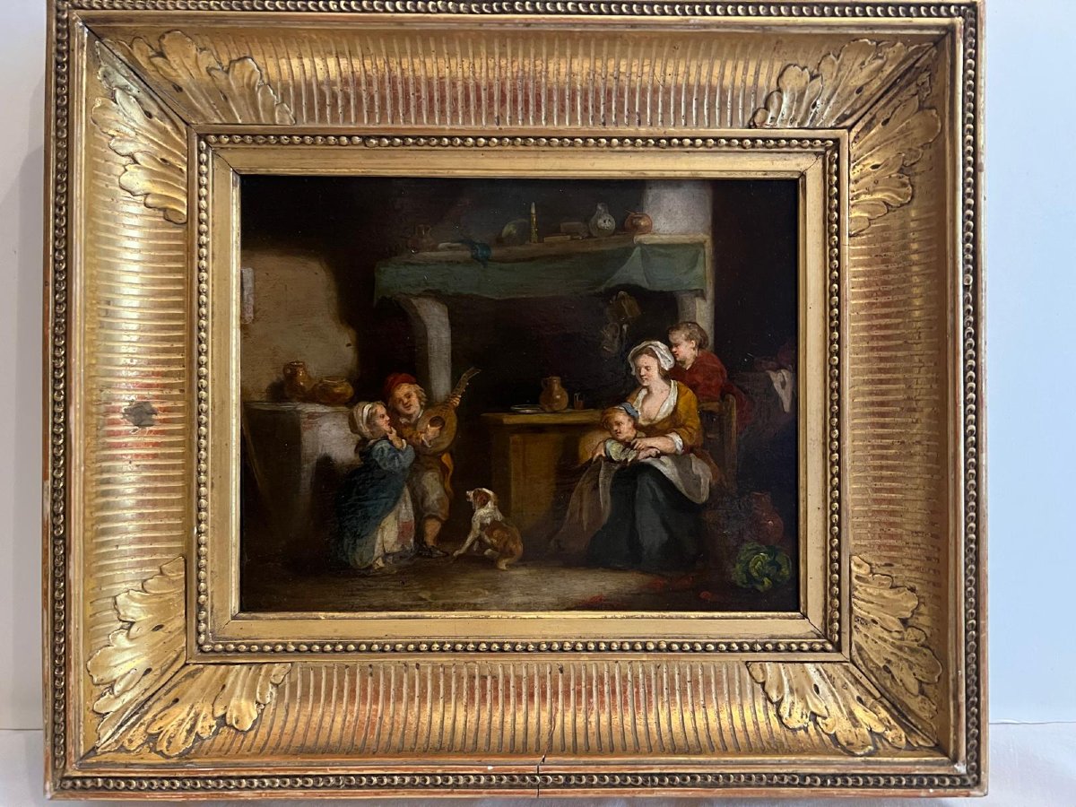 Tableau Scène de genre très beau cadre feuille d'or -photo-3