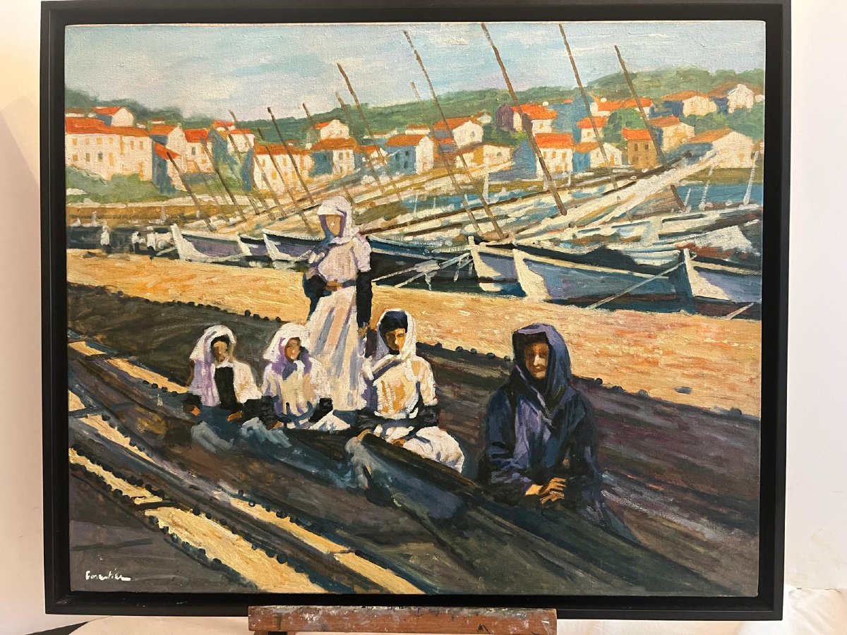 Painting Genre Scenes Signed Florestier Marc 1950-photo-4