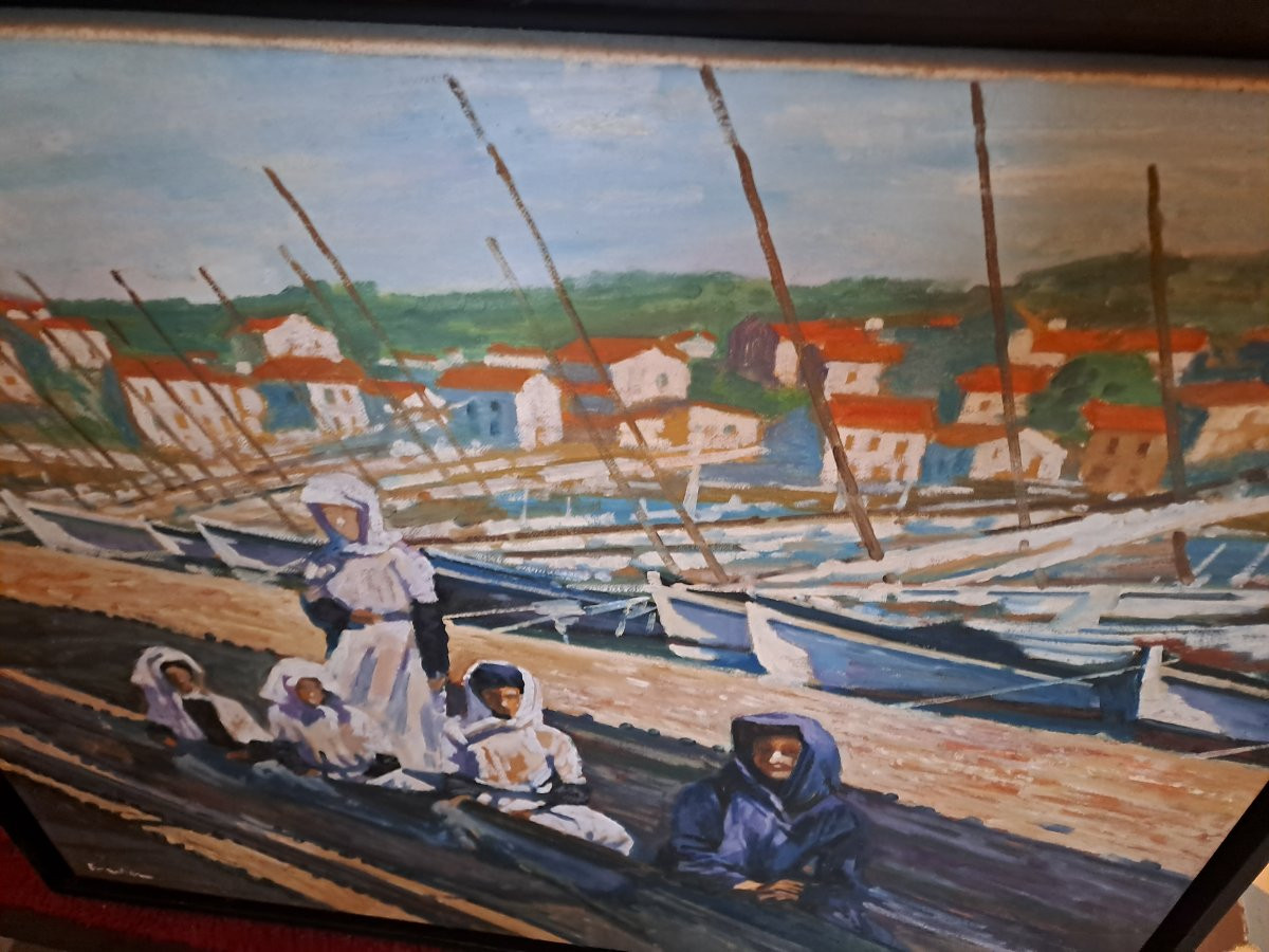 Painting Genre Scenes Signed Florestier Marc 1950-photo-2