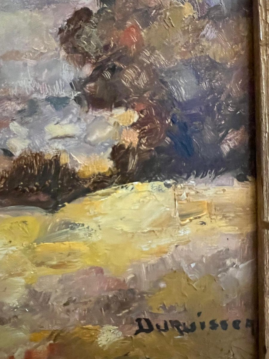 Landscape Painting Signed Durwissen Oil On Canvas -photo-3