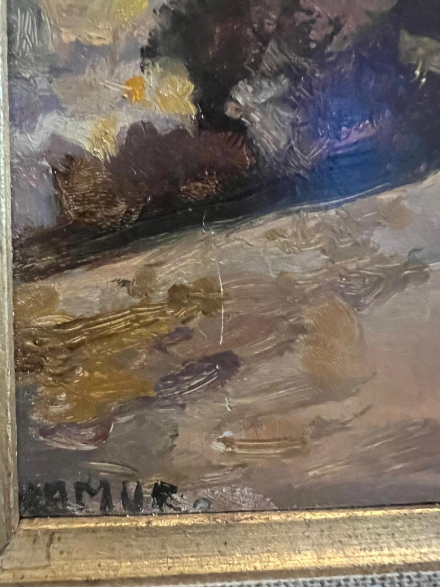 Landscape Painting Signed Durwissen Oil On Canvas -photo-4