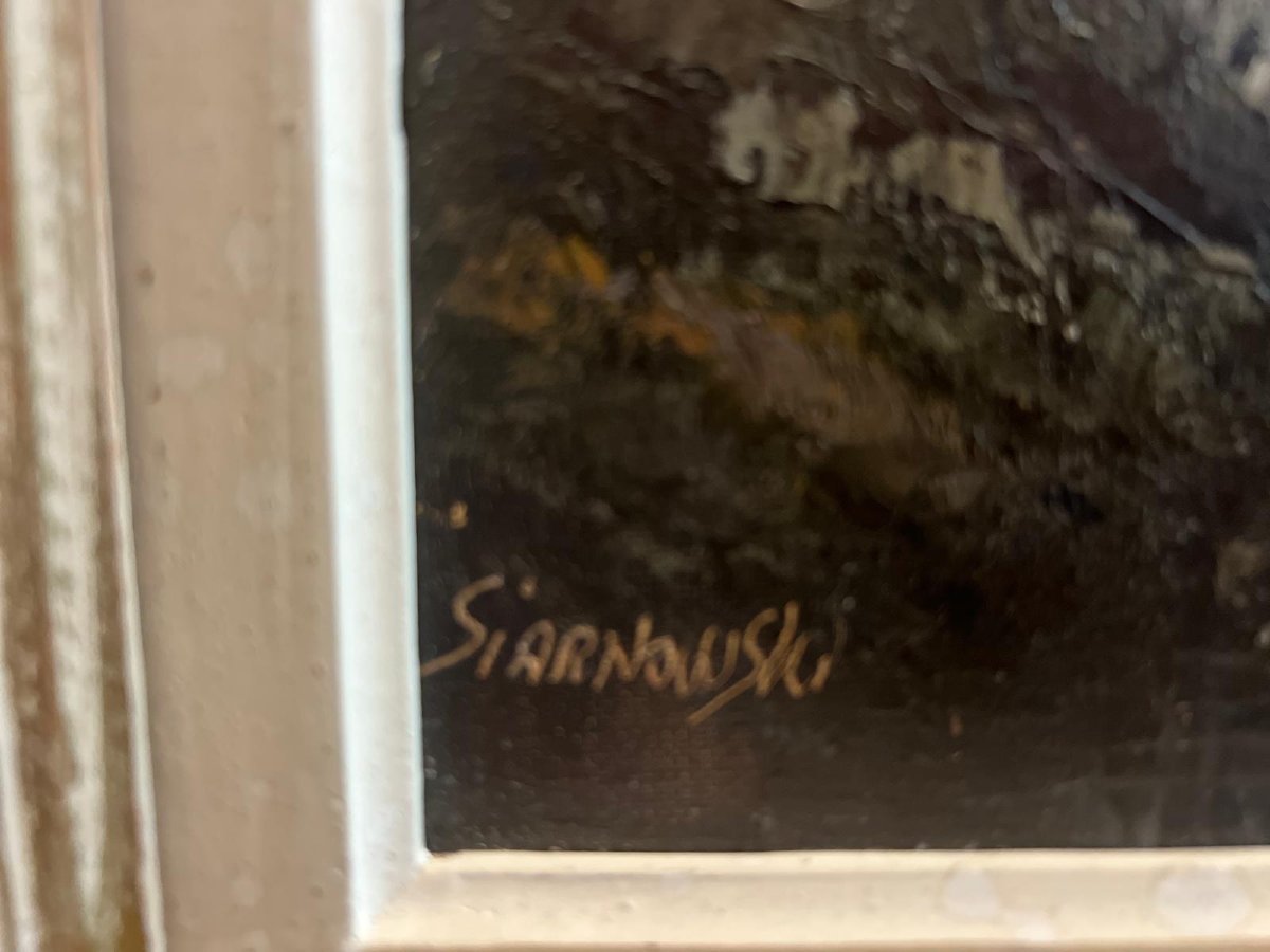 Landscape Painting Signed Siarnouski Certificate Of Authenticity On The Back. -photo-3