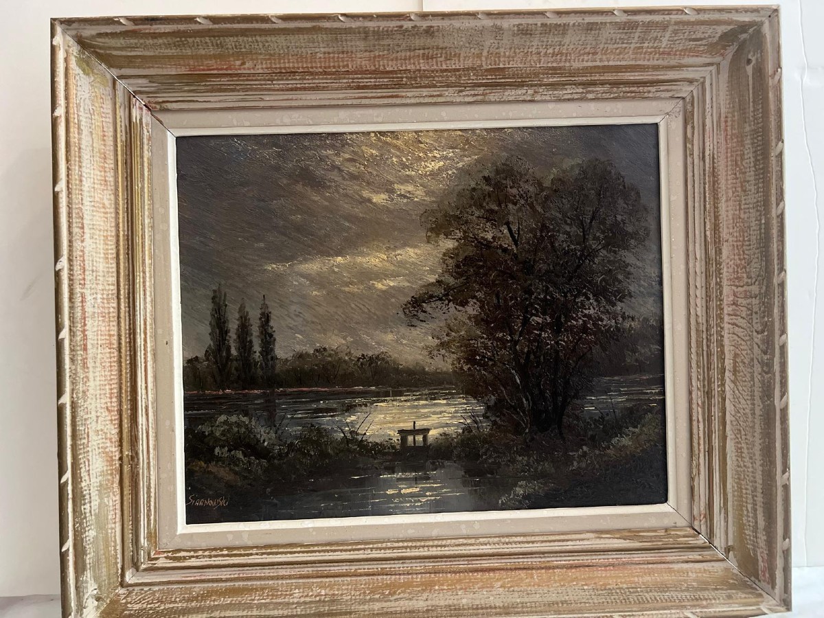 Landscape Painting Signed Siarnouski Certificate Of Authenticity On The Back. 