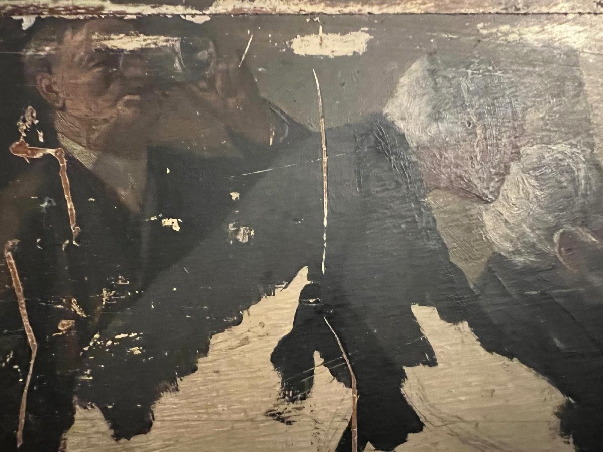 Tableau très beau Paysage avec au verso le Début d'un tableau -photo-4