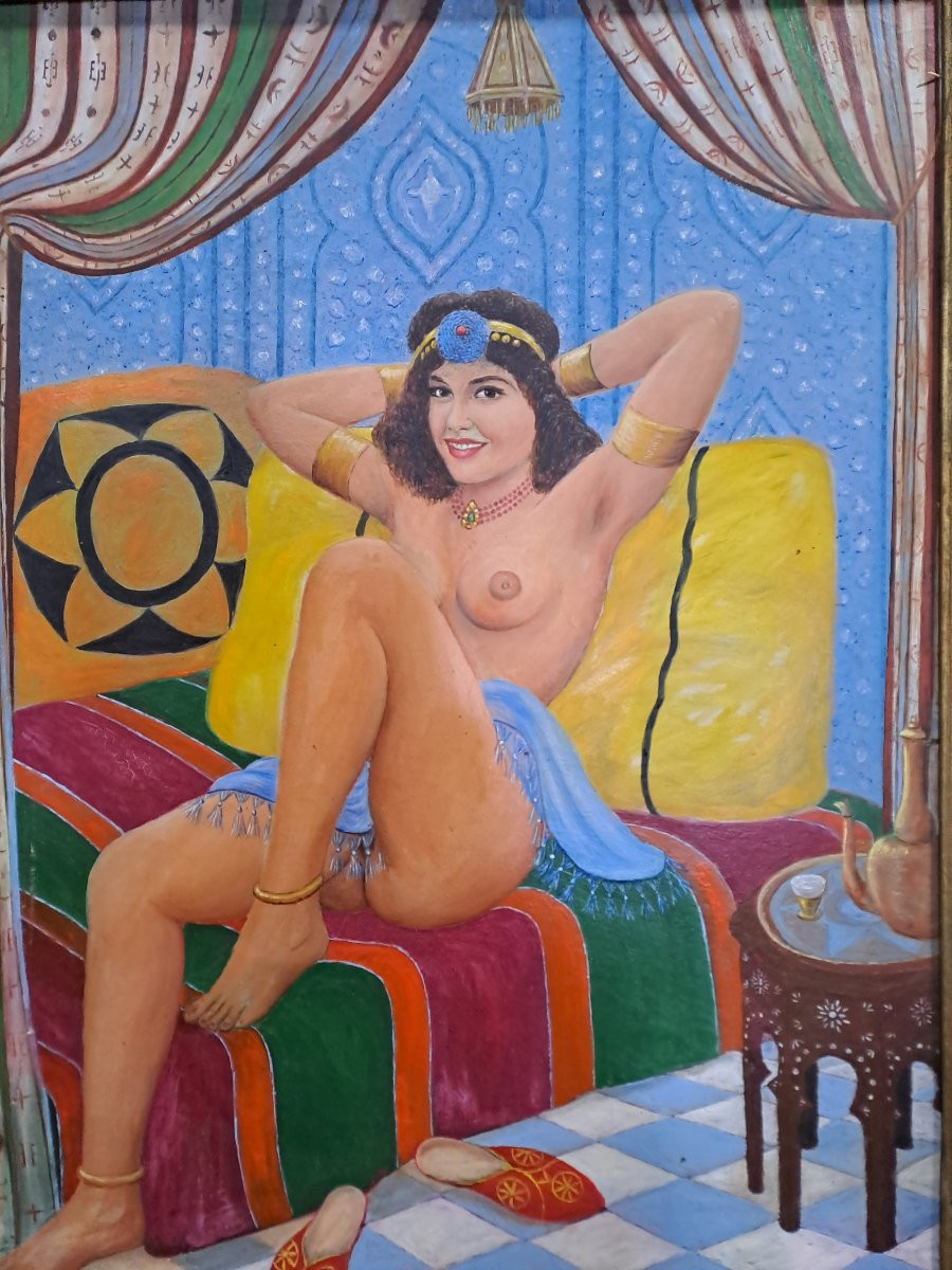 Painting Of A Nude Woman, Art Deco, Signed Fabre Robert, Oil On Canvas. -photo-3