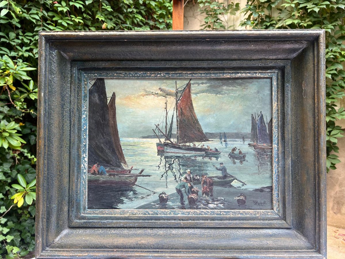Painting Return Of Sin To Brittany Signed, R. Perrot. -photo-3