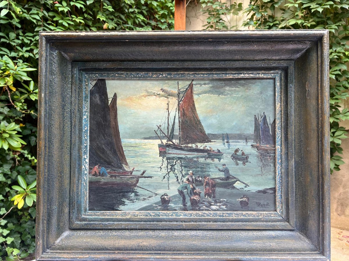 Painting Return Of Sin To Brittany Signed, R. Perrot. 