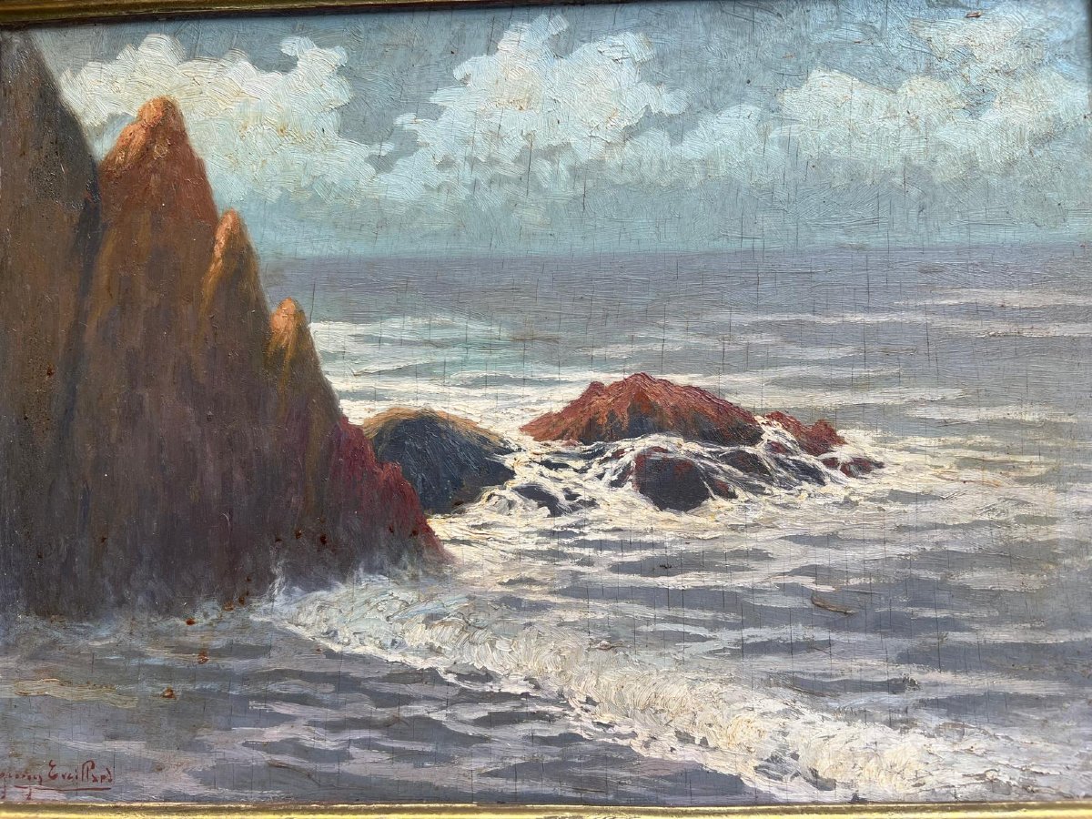 Tableau Bretagne Bord de Mer Signé Georges Eveillard. -photo-2