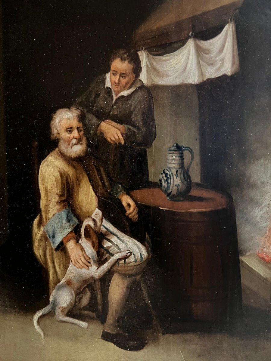 Dutch School Painting 19th Century Animated Interior Scene Beautiful Quality Period Frame Sheet Of-photo-2