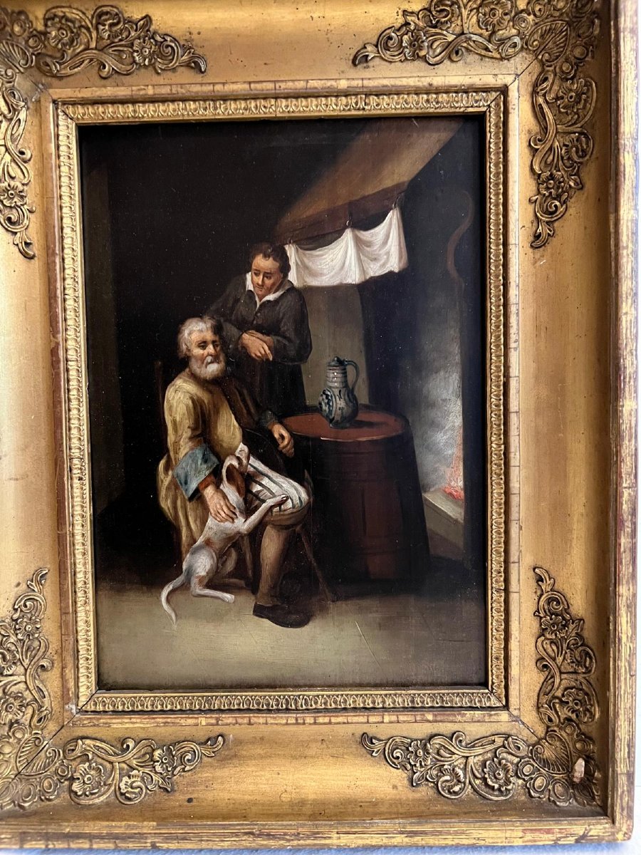 Dutch School Painting 19th Century Animated Interior Scene Beautiful Quality Period Frame Sheet Of-photo-1